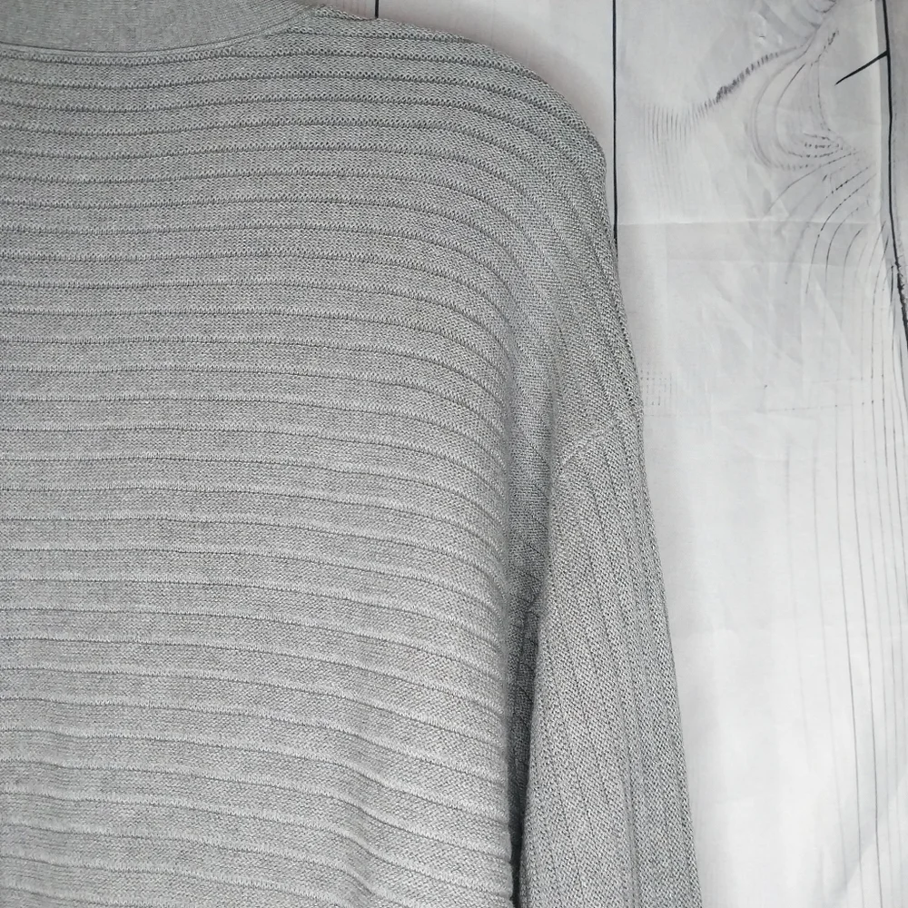 J.JILL gray wide ribbed open drapey cardigan sweater size XL Womens